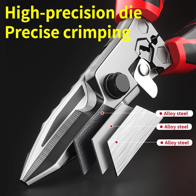 Multi-Functional Electrician Scissors — Heavy-Duty Cable Cutter, Crimping Tool & Sheet Metal Shears