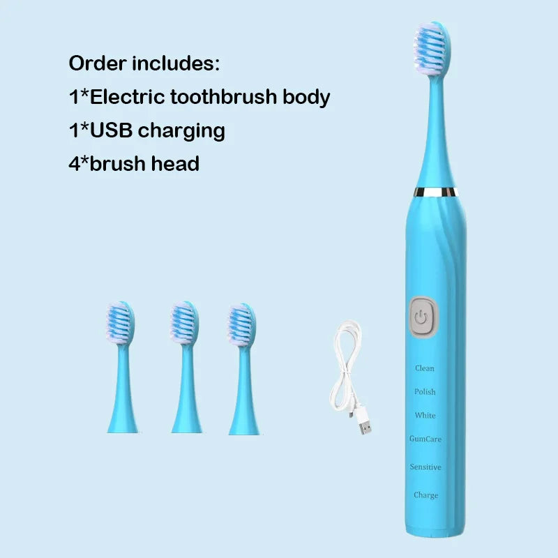 Toothink Sonic Electric Toothbrush – 5 Modes, IPX7 Waterproof, USB Rechargeable, 5+ Brush Heads