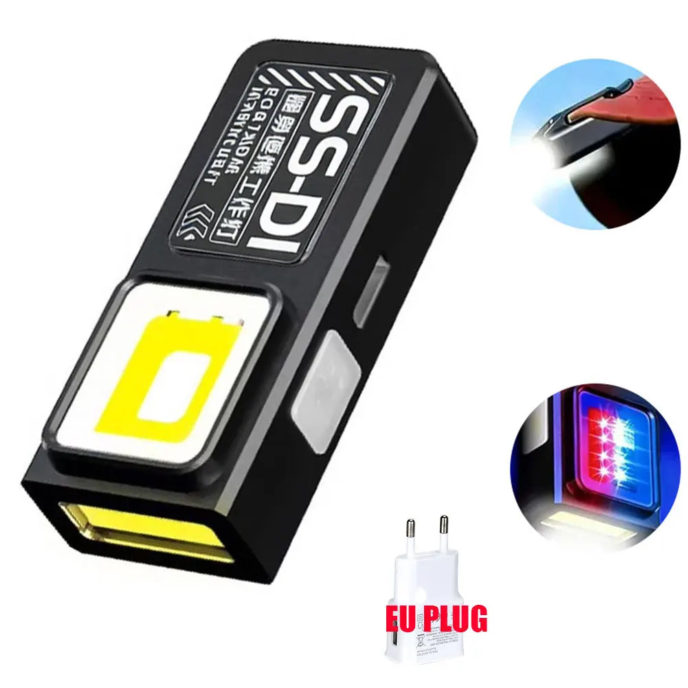 Portable Mini COB LED Flashlight – Rechargeable Waterproof EDC Work Light with Clip & Magnet
