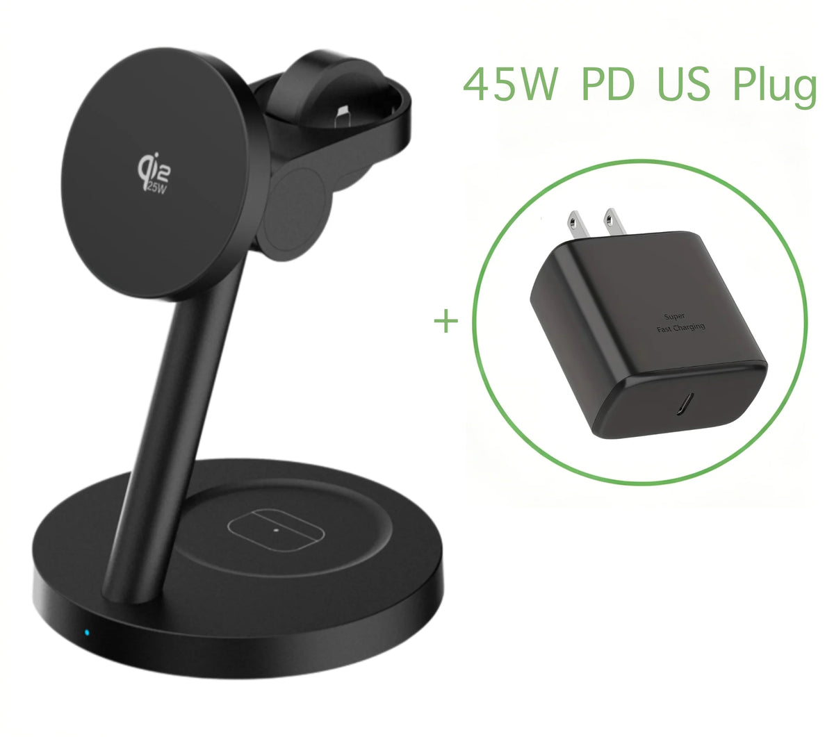 25W Qi2.2 Magnetic 3-in-1 Wireless Charging Station for iPhone & Apple Watch