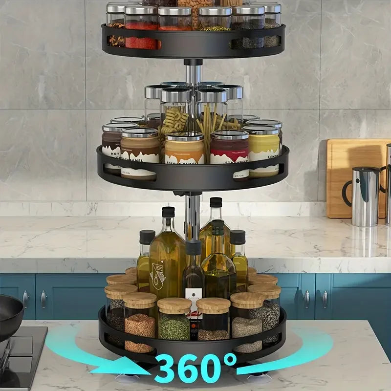 360° Rotating Multi-Layer Storage Box — Non-Slip Countertop Organizer for Kitchen, Spices & Cosmetics