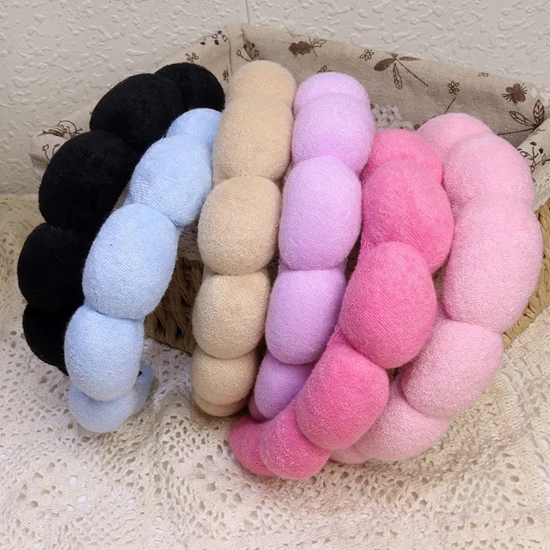 Puffy Spa Headband & Wristbands Set — Microfiber