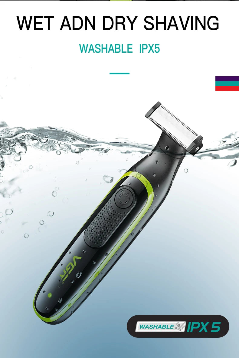 VGR One Blade Waterproof Hair & Beard Trimmer | IPX5 Wet/Dry, Rechargeable, 3 Guide Combs, Men & Women V-017