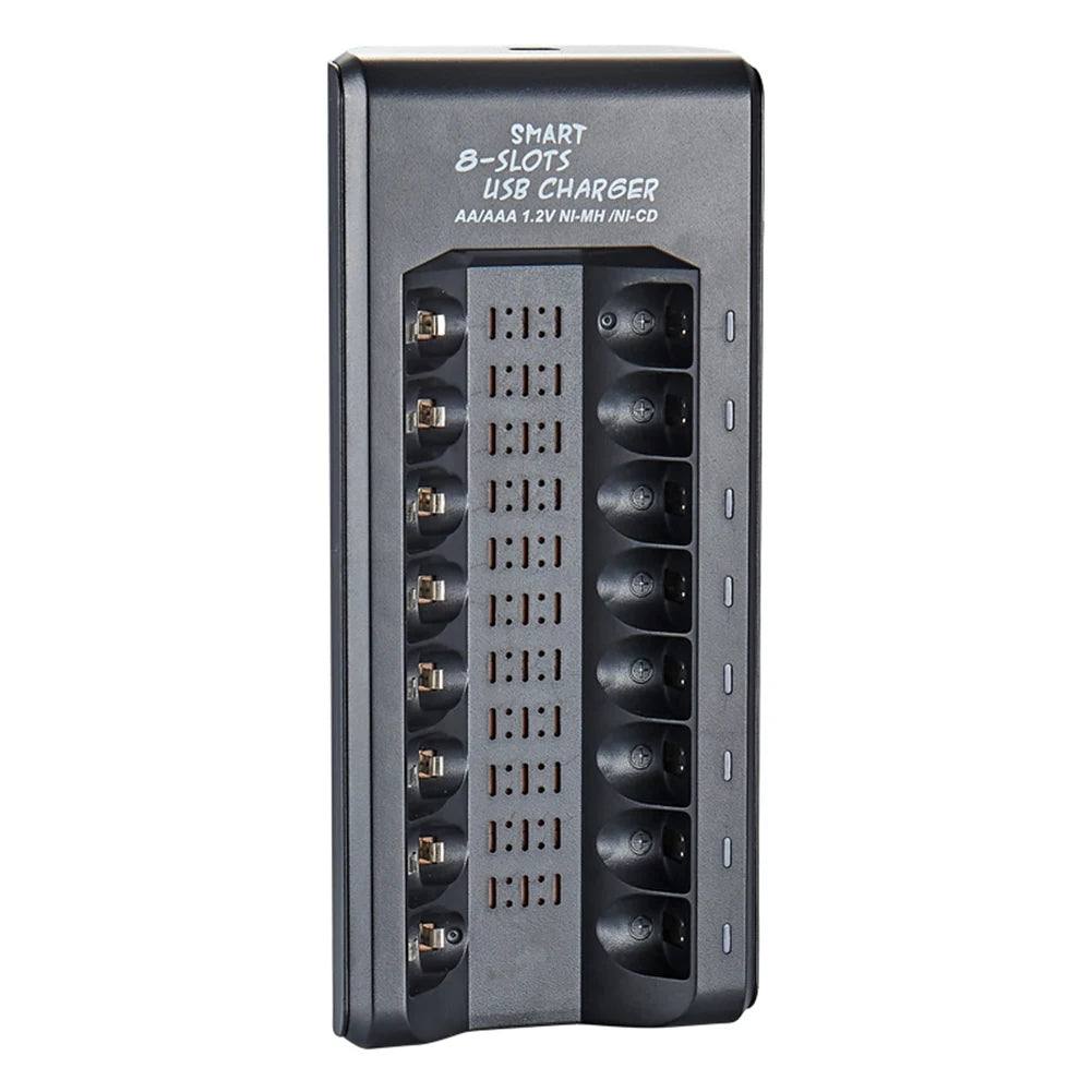 8-Slot USB NiMH AA/AAA Battery Charger – Fast Charging with Short Circuit Protection & USB Output