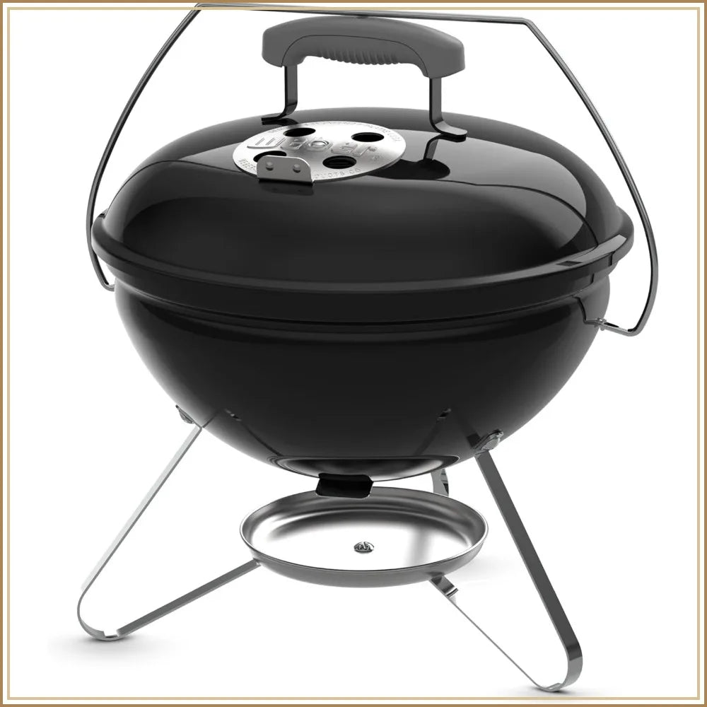 Portable 14" Charcoal Grill | Compact BBQ Kettle, Lid Lock, Porcelain-Enameled Finish, 10.5 lbs, Camping, Tailgating & Balcony