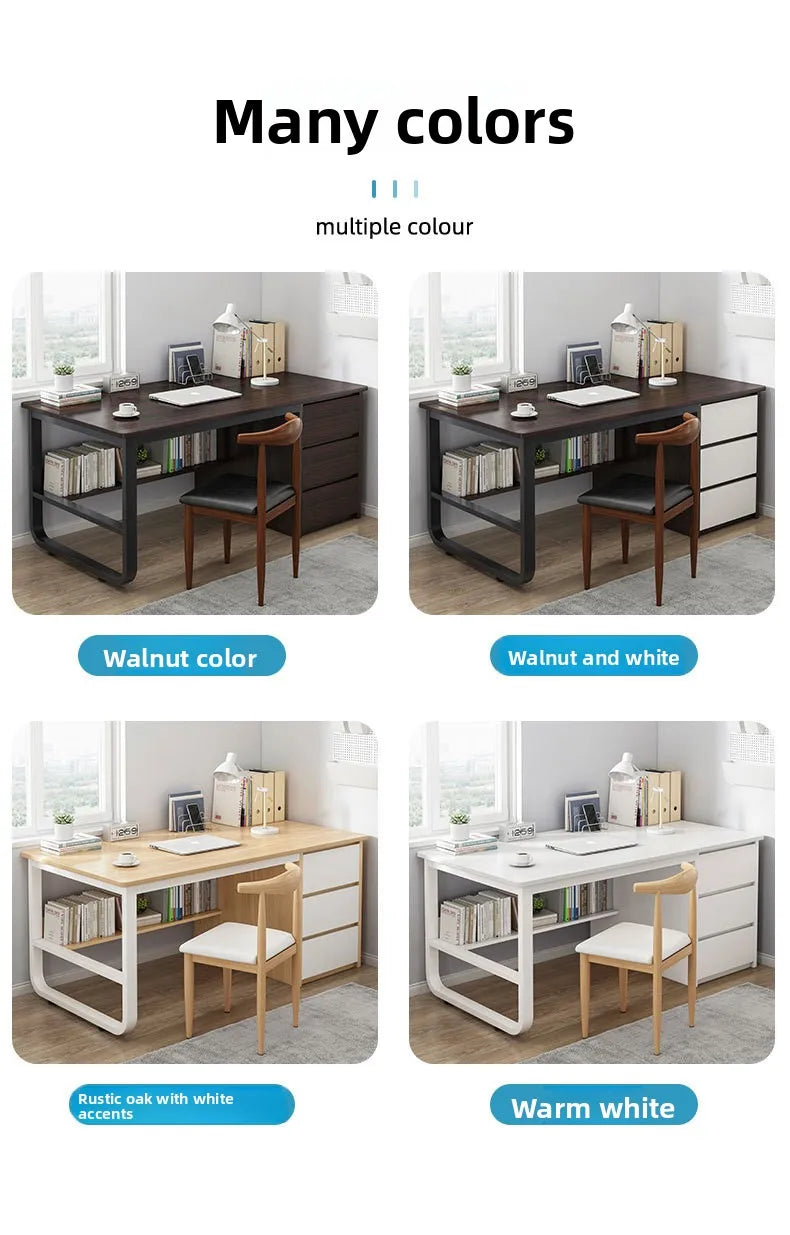 Modern Desk with Integrated Bookshelf — Student Writing Desk, Home Computer Desk & Bedroom Study Table