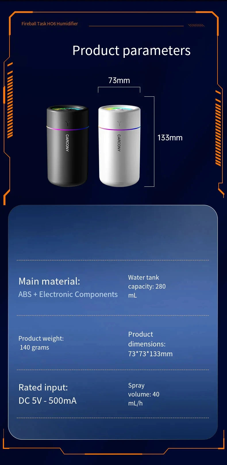 280ml Aroma Diffuser & Air Humidifier — Colorful LED Atmosphere Light, Silent, for Home & Car