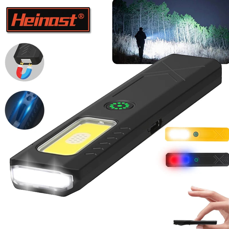 Heinast Mini COB+LED Keychain Flashlight – 6 Modes, Type-C Rechargeable, Magnetic Base, Clip, 32g EDC