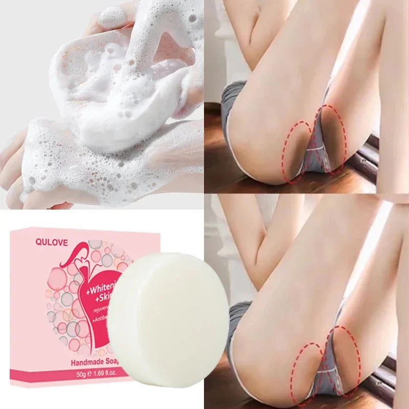 Body Whitening & Brightening Soap Bar – Bleaching Scrub for Knees, Armpits & Intimate Areas