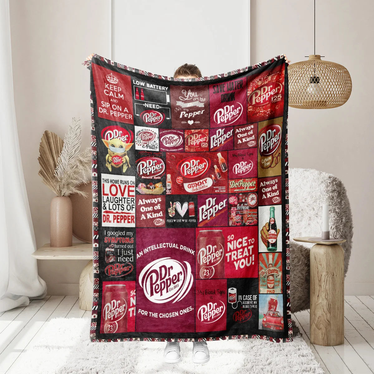 Dr. Pepper Flannel Throw Blanket – Soft, Warm & Anti-Pilling, 3 Sizes