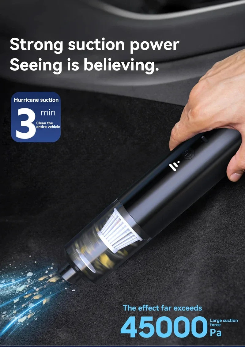 Cordless Mini Car Vacuum Cleaner – White Handheld