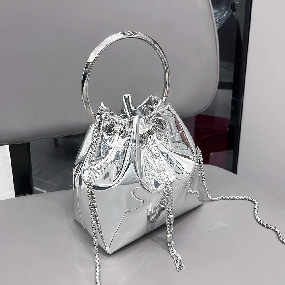 Luxury Evening Clutch Bucket Bag – Designer Shoulder Purse for Banquet & Party