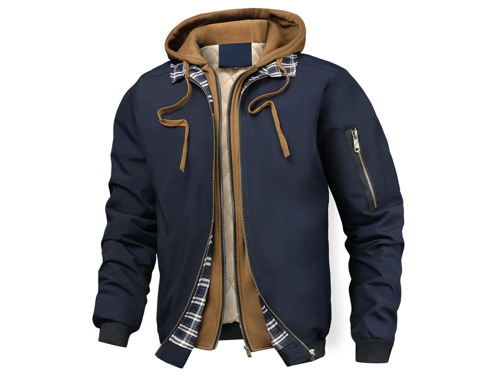 Men's Hooded Windbreaker Jacket – Zip-Front Casual Layer