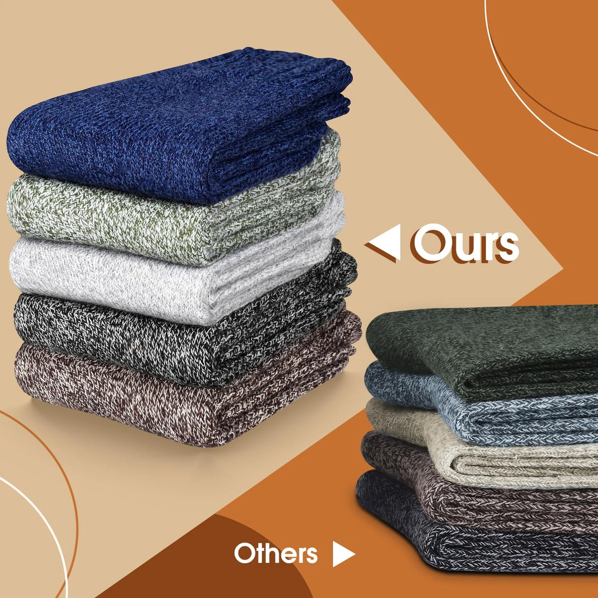 Men's Cotton-Blend Winter Socks, 3 Pairs