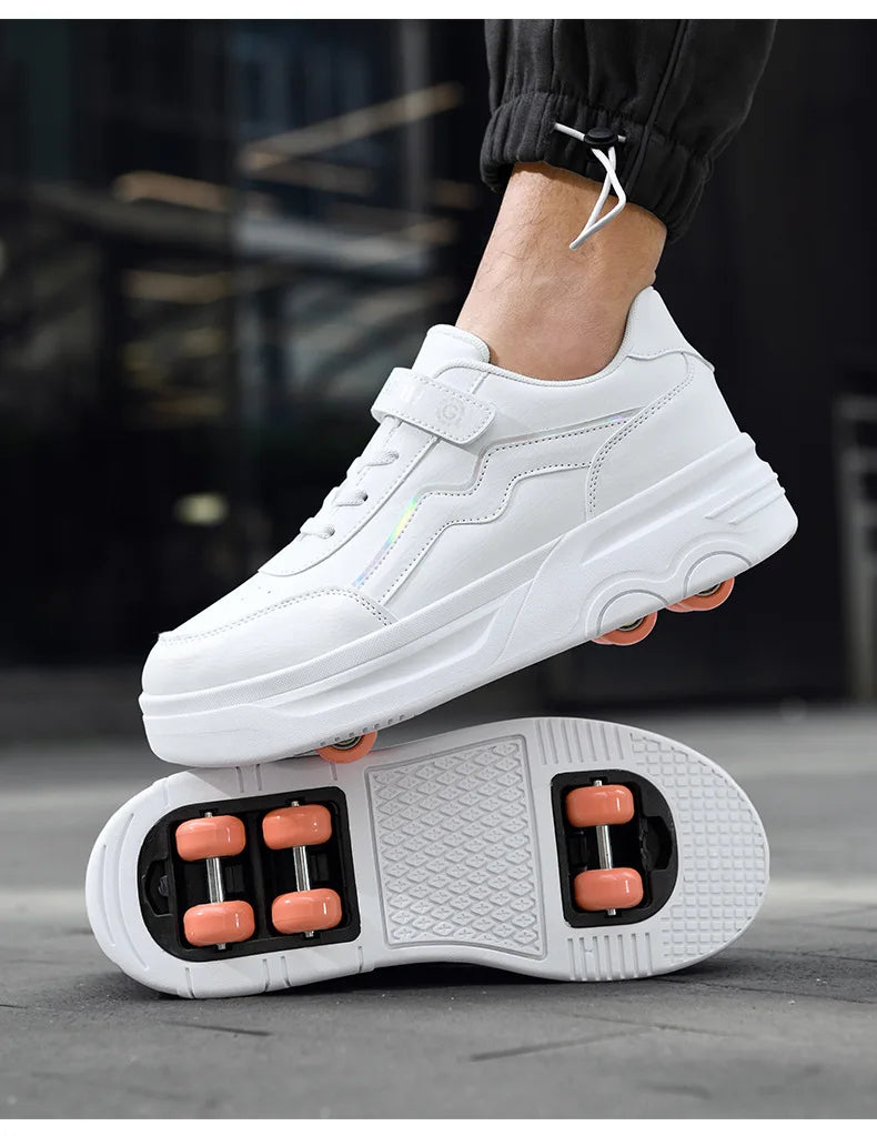 6-Wheel Children's Roller Skate Shoes – 2-in-1 Detachable Wheel Skating Parkour Racing Sneaker
