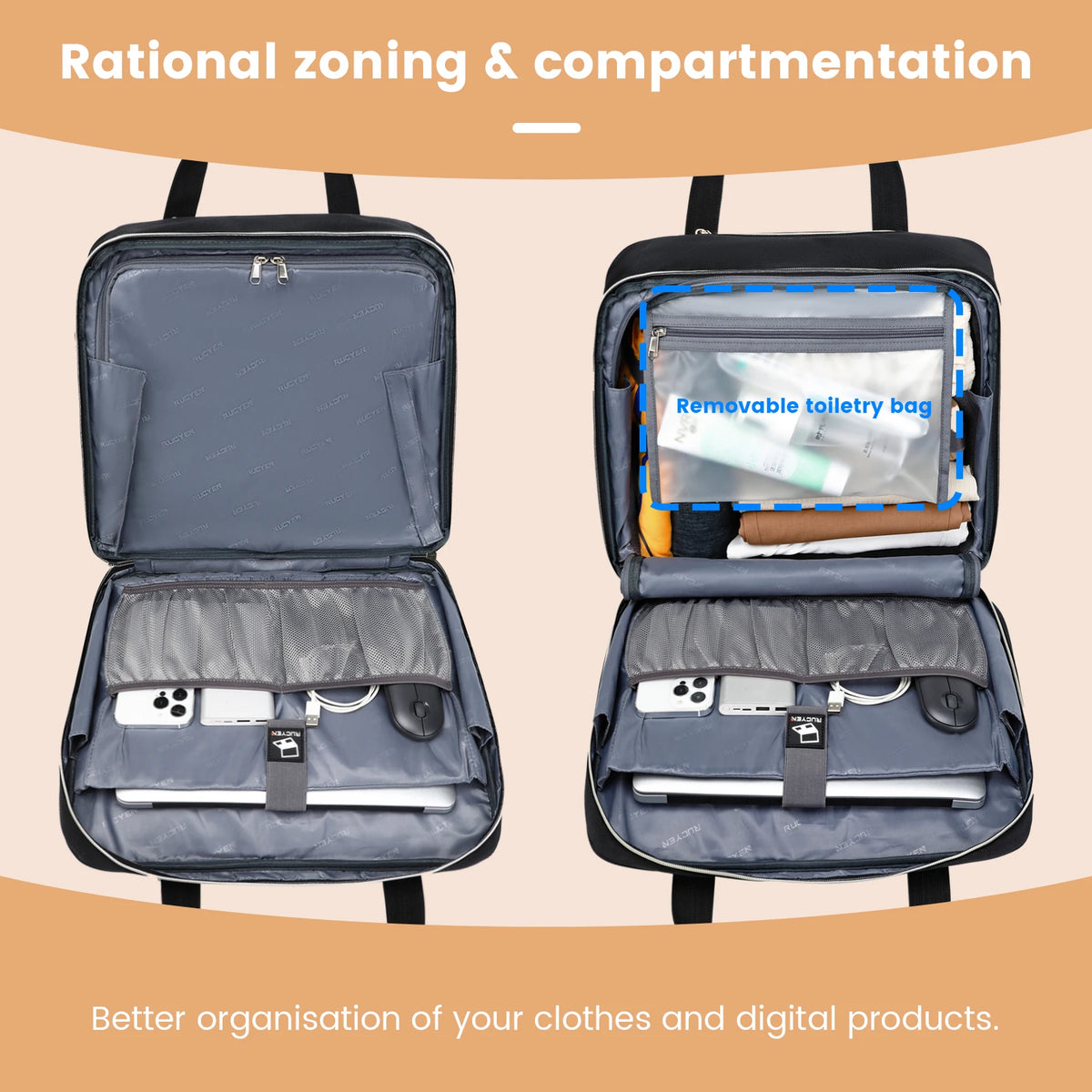Rolling Laptop Briefcase – Waterproof 2-Wheel Business Luggage