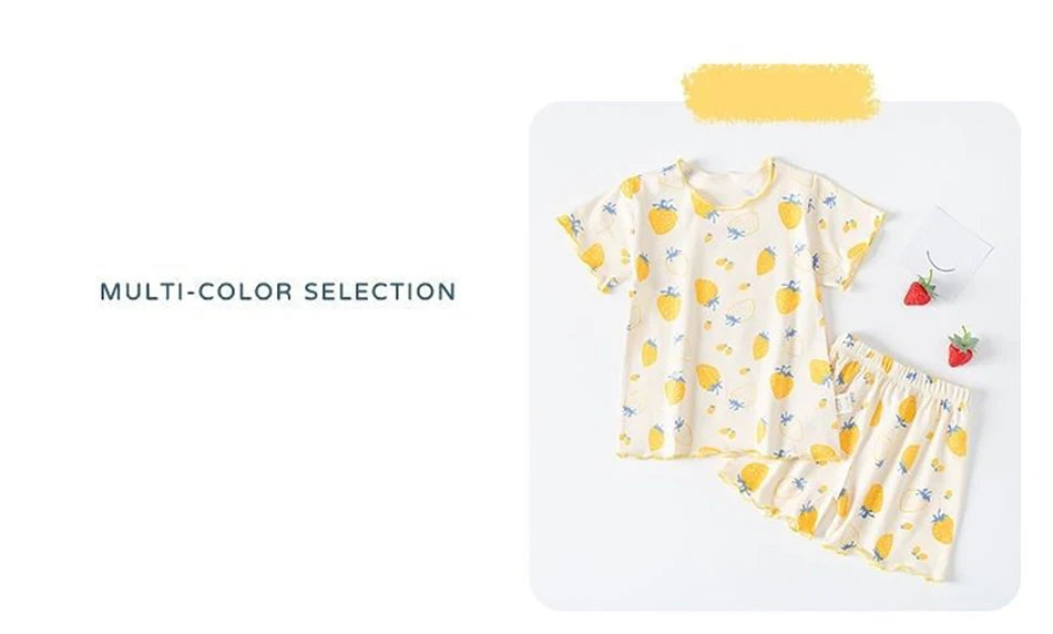 Baby Girl Strawberry Pajamas Set | Short Sleeve 2-Piece Toddler Summer Sleepwear
