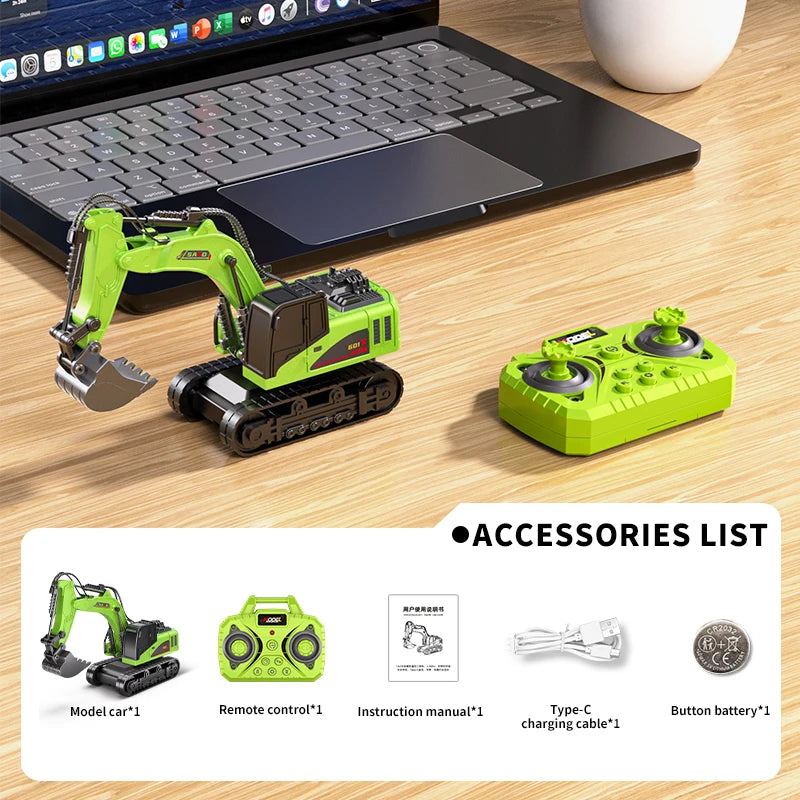 1:64 Mini RC Crane & Forklift 2-in-1 – Bluetooth Alloy Toy Car with Trailer