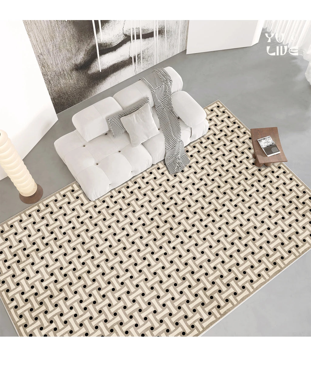 French Retro Checkerboard Plush Rug – Large Area Plaid Carpet for Bedroom & Living Room, 20 Styles & 10 Sizes