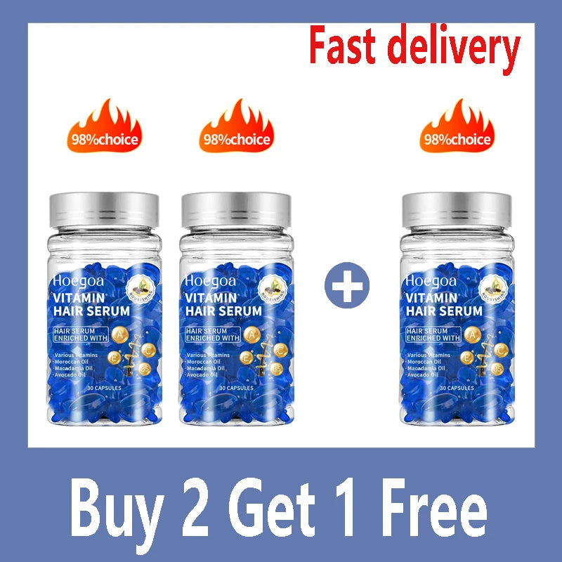 Hair Vitamin Serum Capsules — Keratin Oil Restore for Frizzy, Dry & Damaged Hair