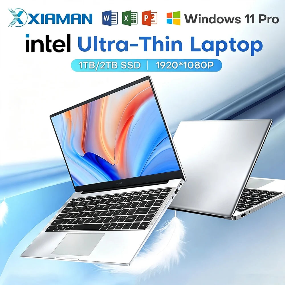 14.1" Intel Atom A3950 Ultra Slim Laptop – 12GB DDR3, Up to 2TB SSD, Windows 11 Pro