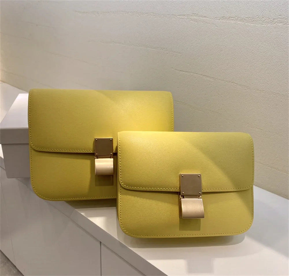 Genuine Leather Square Crossbody Bag – Luxury Designer Small Shoulder Messenger Bag for Women