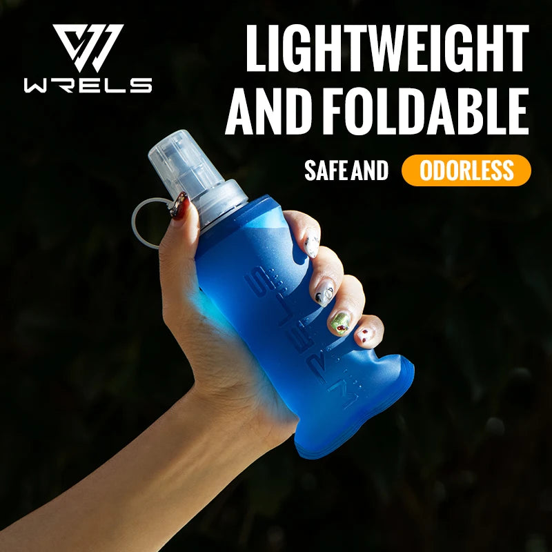 WRELS Collapsible Soft Flask Water Bottle – BPA-Free TPU Foldable Running Bottle for Hiking, Camping & Travel, 150/250/500ml