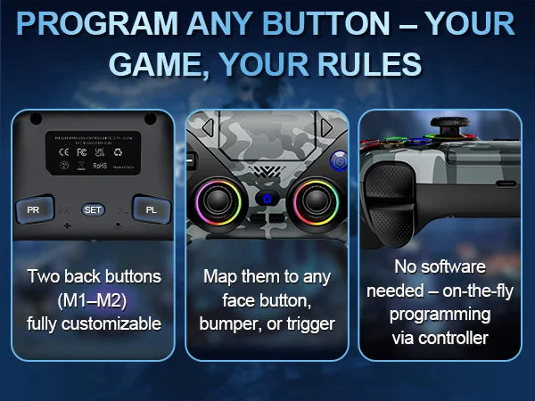 Wireless PS5 Controller – Turbo, Hall Trigger, Touchpad, Vibration & Bluetooth Gamepad
