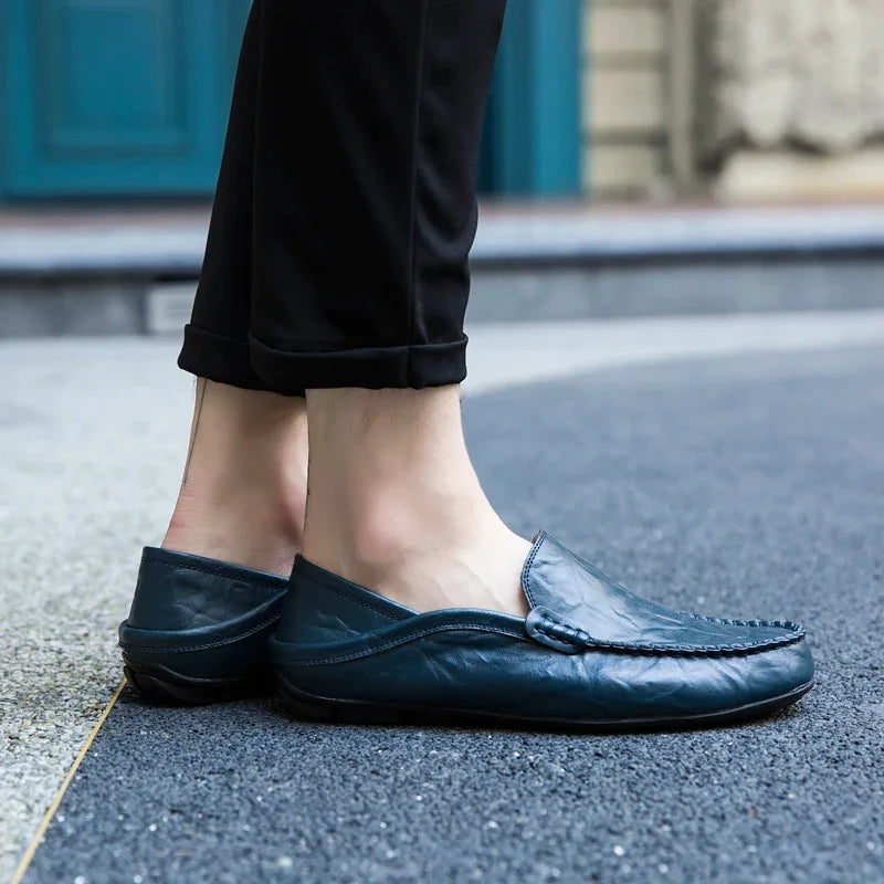 Men's Cow Leather Slip-On Boat Loafers