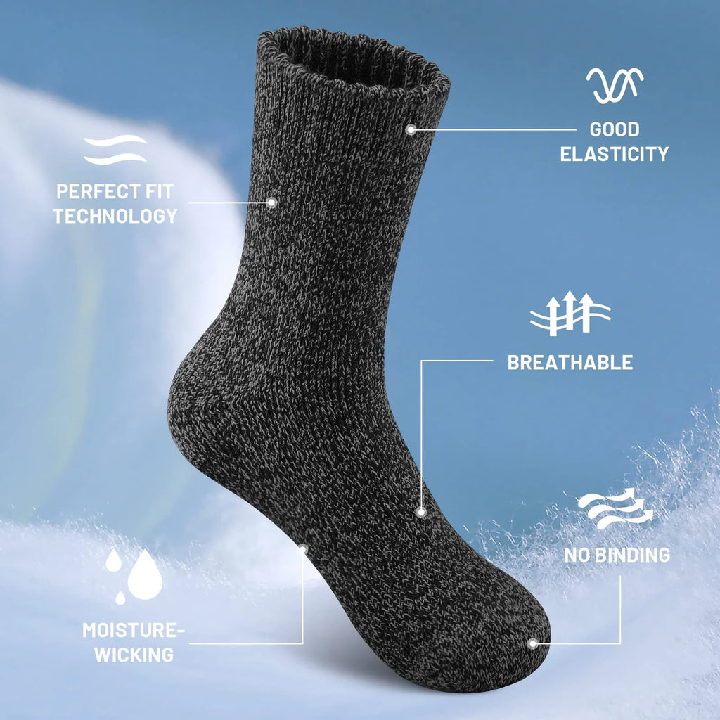 Men's Cotton-Blend Winter Socks, 3 Pairs