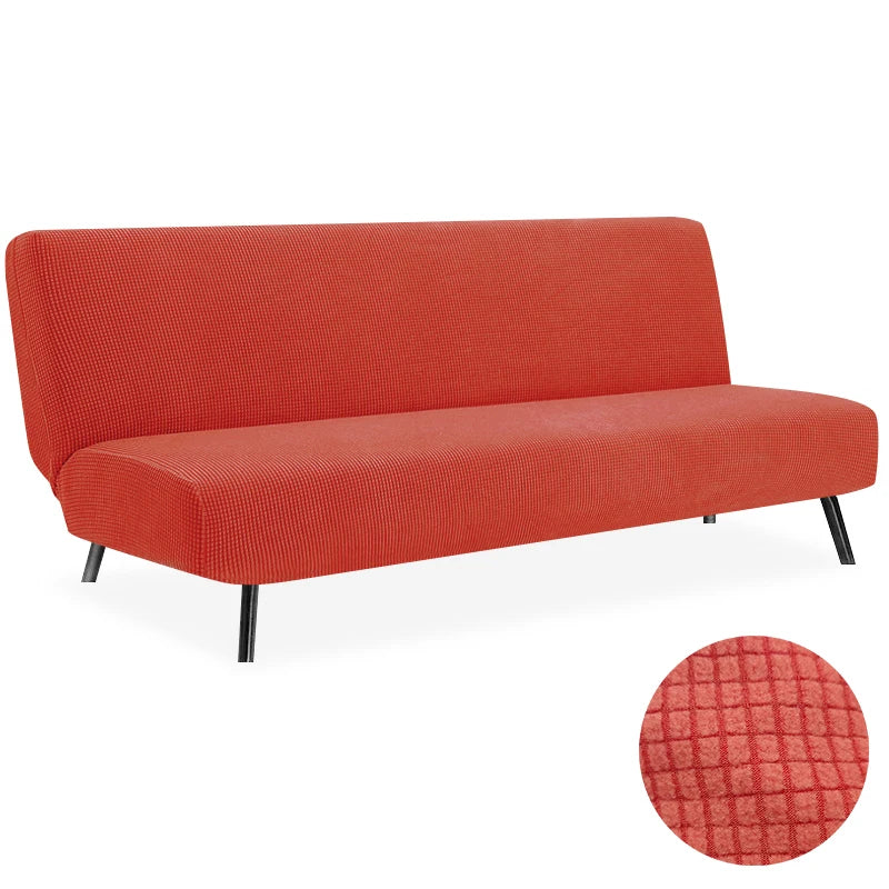 Armless Futon Sofa Bed Cover – Polar Fleece Elastic Slipcover for Folding Furniture & Bench