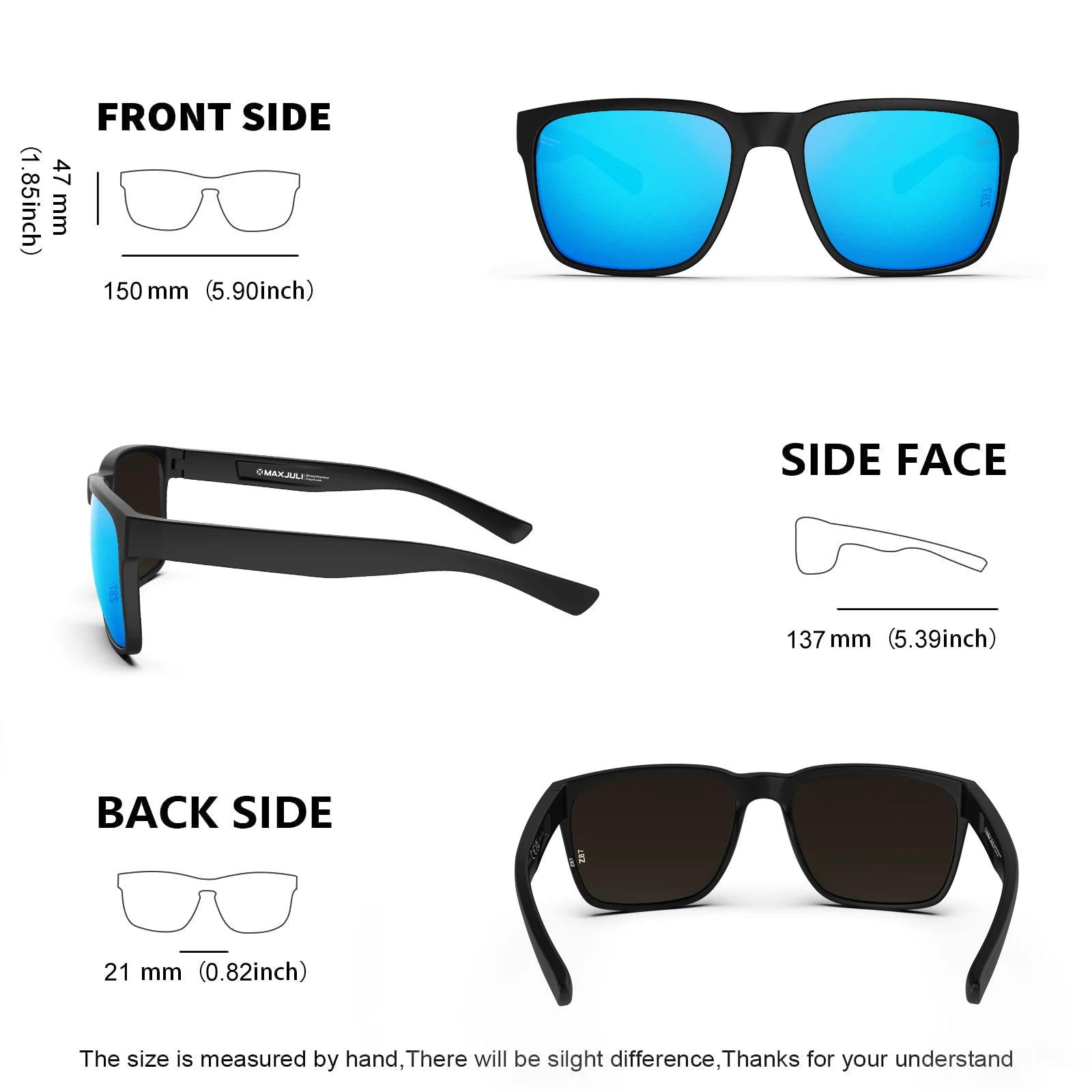 MAXJULI Z87 Oversized UV400 Sunglasses — Wide Fit