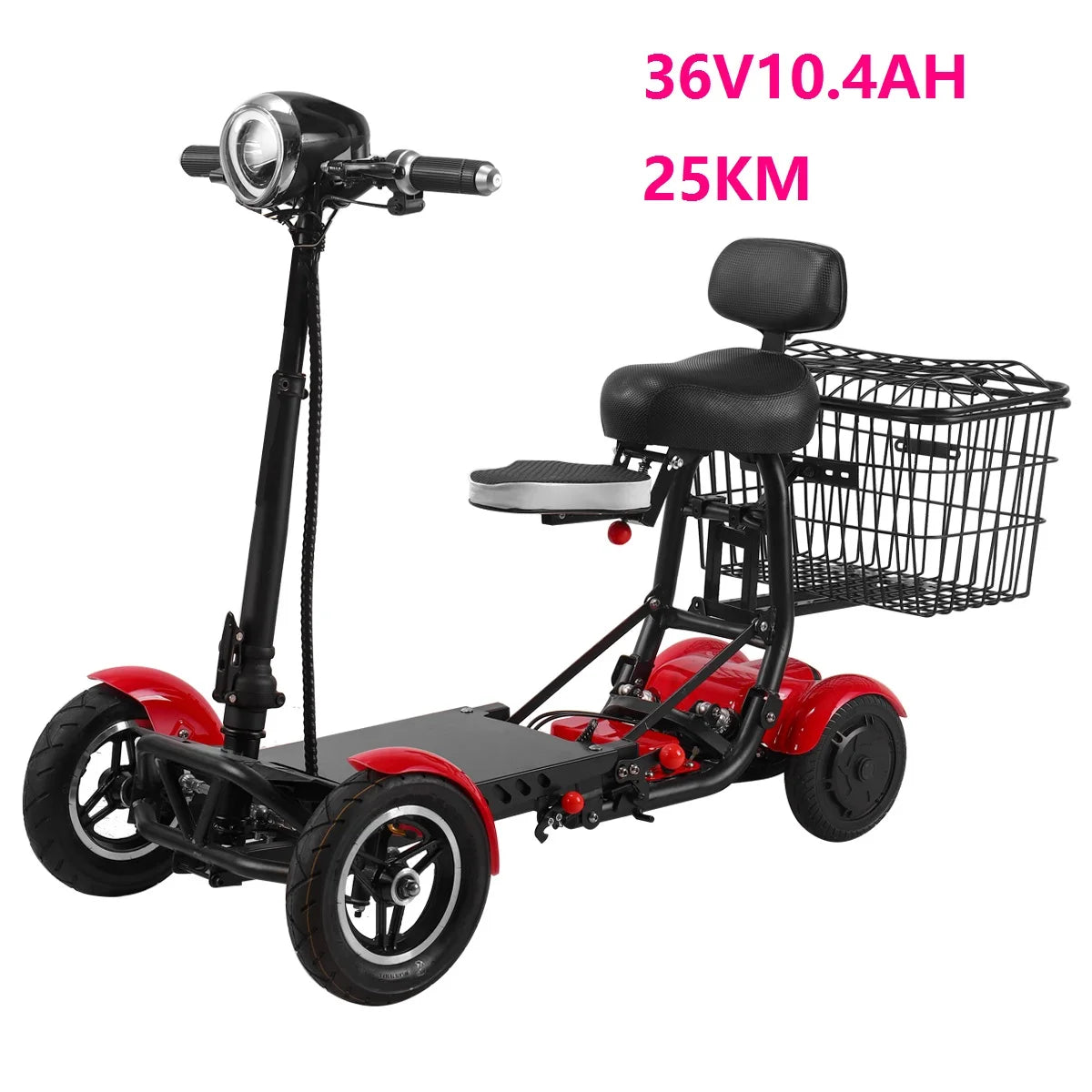4-Wheel Mobility Scooter for Seniors, Foldable Electric Travel Scooter