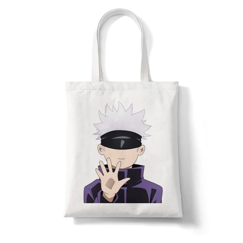Jujutsu Kaisen Anime Canvas Tote Shopper Bag – Large Reusable Shoulder Bag for Women