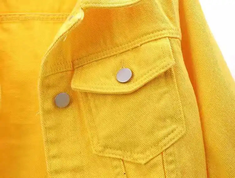 Women's Denim Jacket – Short Casual Jean Coat in Pink, White, Light Blue & Lavender