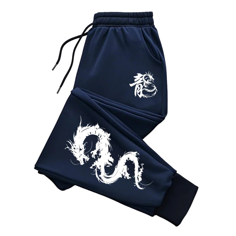 Men's Chinese Dragon Print Hooded Sweatshirt & Sweatpants Set – Autumn Winter Casual