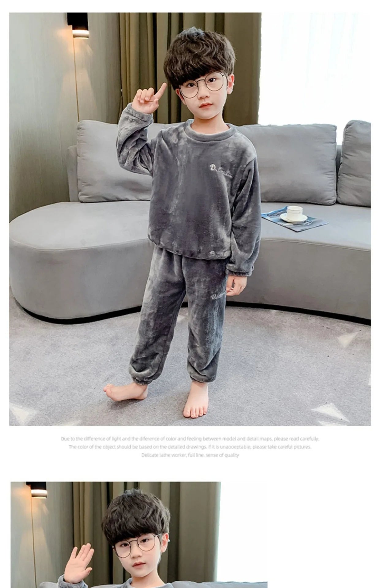 Kids' Coral Fleece Warm Pajama Set | Toddler Fall Winter Sweatshirt & Pants Flannel Sleepwear