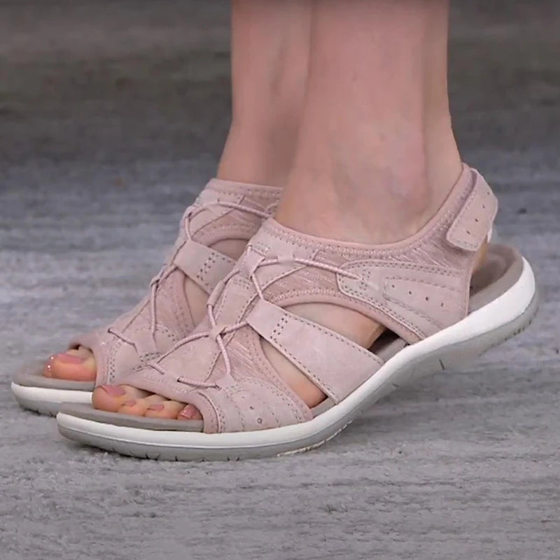 Women's Hollow-Out Adjustable Flat Sandals – Casual Beach Streetwear