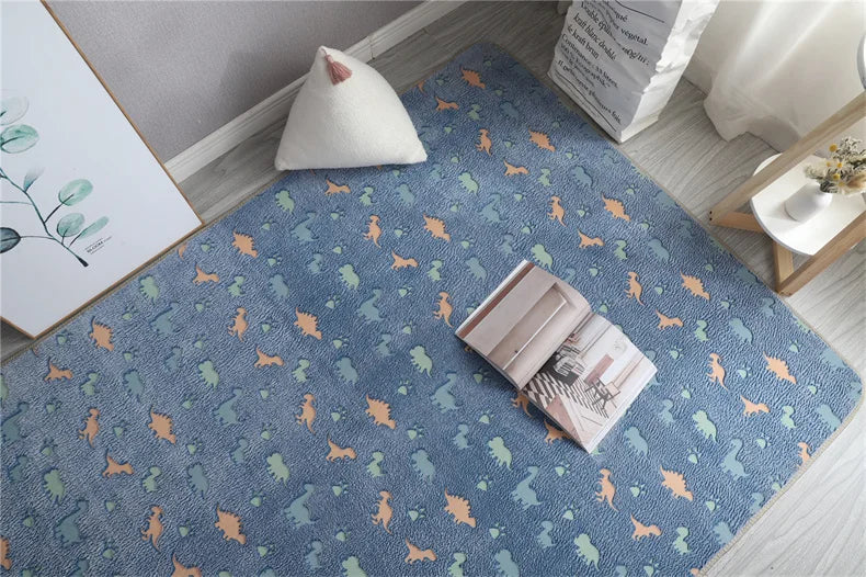 Rainbow Unicorn Glow in the Dark Area Rug – Large Kids Room Carpet with Stars
