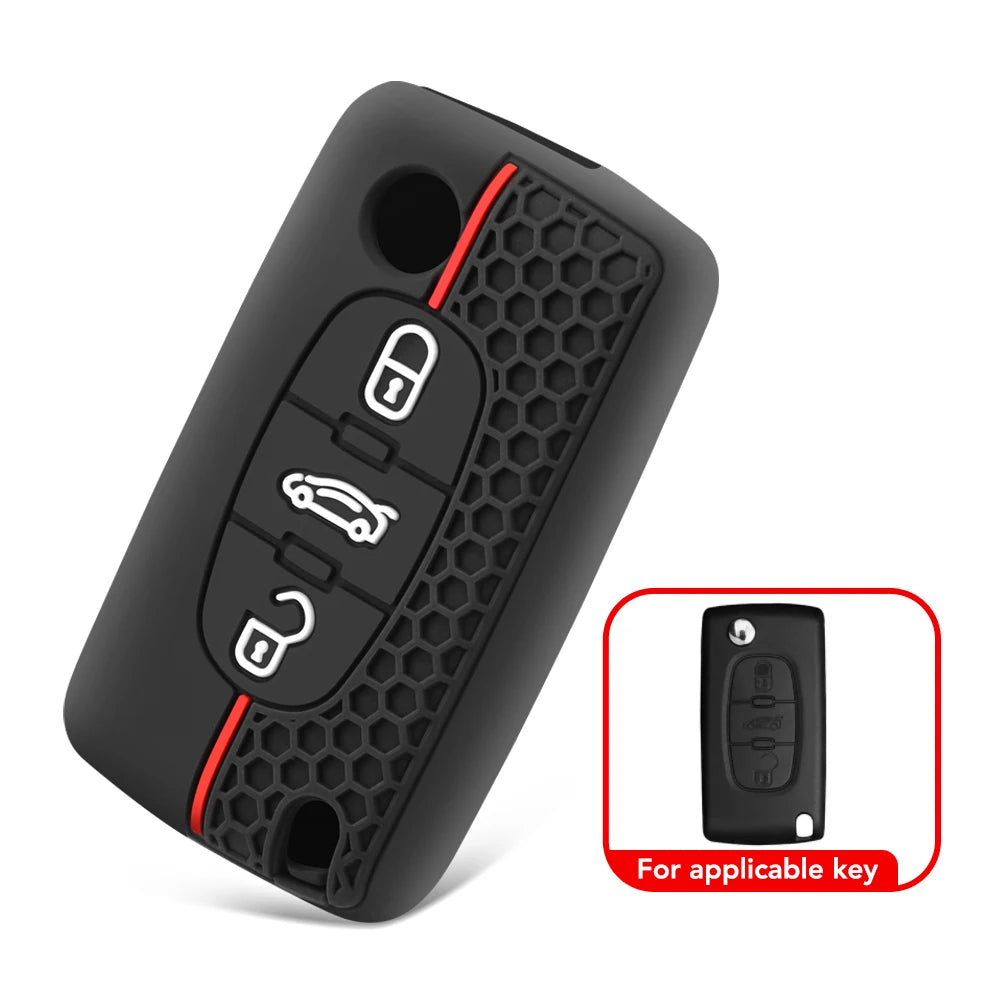 Silicone Flip Key Case Cover for Peugeot & Citroen