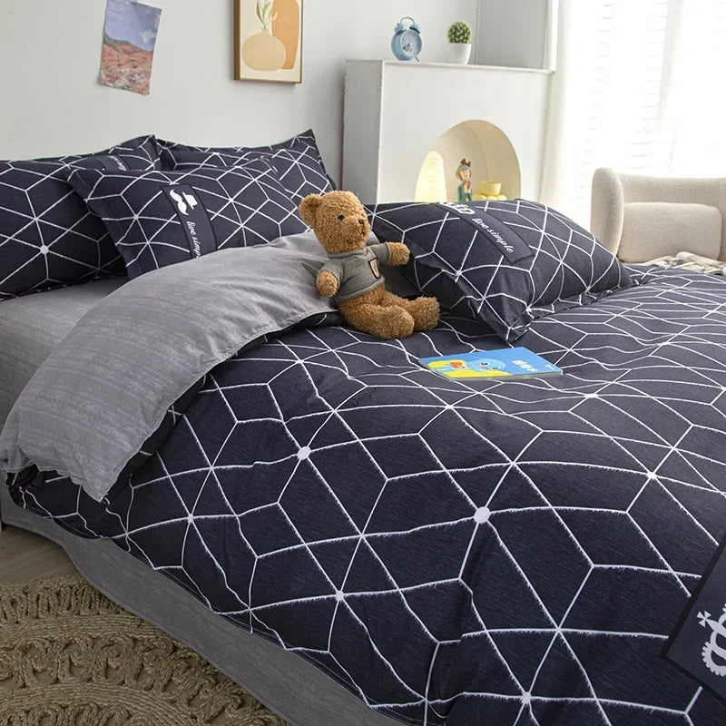 Cartoon Print Duvet Cover Set – Skin-Friendly 400TC Polyester, 3-Piece with 2 Pillowcases, 20 Designs & 4 Sizes
