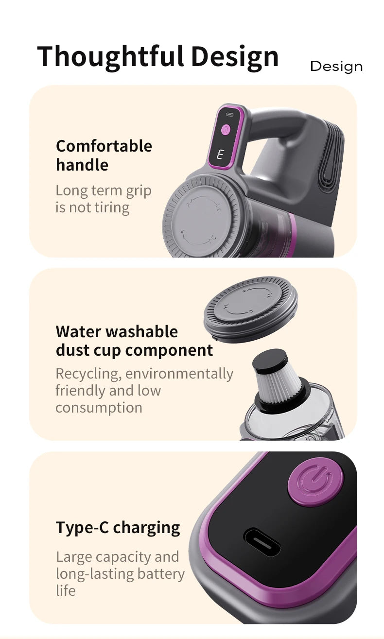 Cordless Vacuum Cleaner 15000Pa — 2-in-1 Stick & Handheld, Lightweight for Carpet, Hardwood Floor, Pet Hair & Car