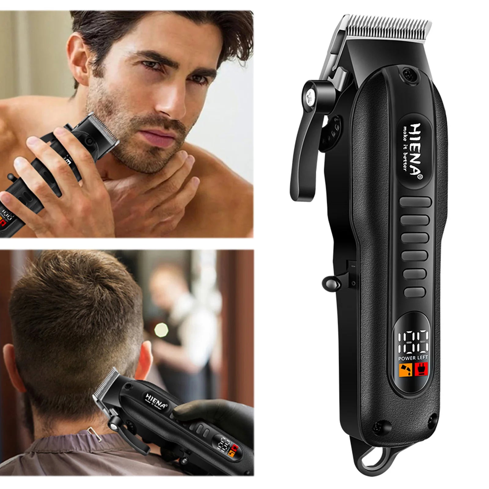 HYN-222 Professional Hair Clipper – Rechargeable, Stainless Steel Blade, 180-Min Battery, Washable Head
