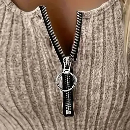 Women's Slim Fit Vest Dress – Double-Sided Pocket Zipper Solid Color Temperament Dress