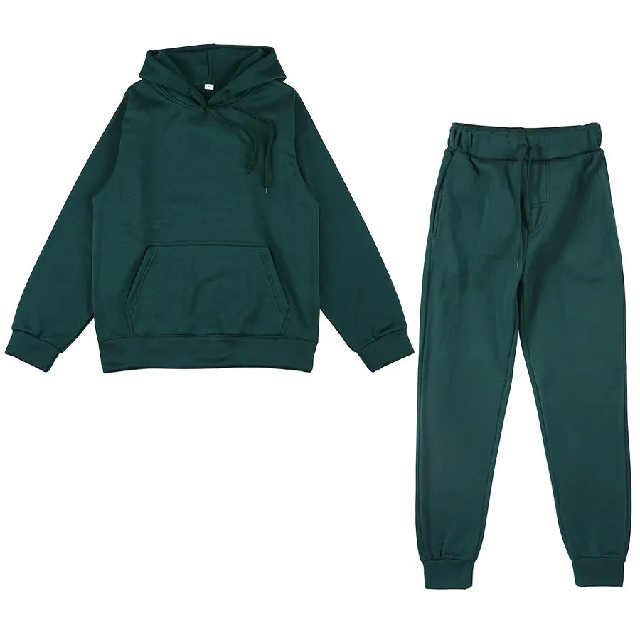 Men's Solid Color Hoodie & Pants Set – Casual Sport Tracksuit for Autumn Winter (S–3XL)