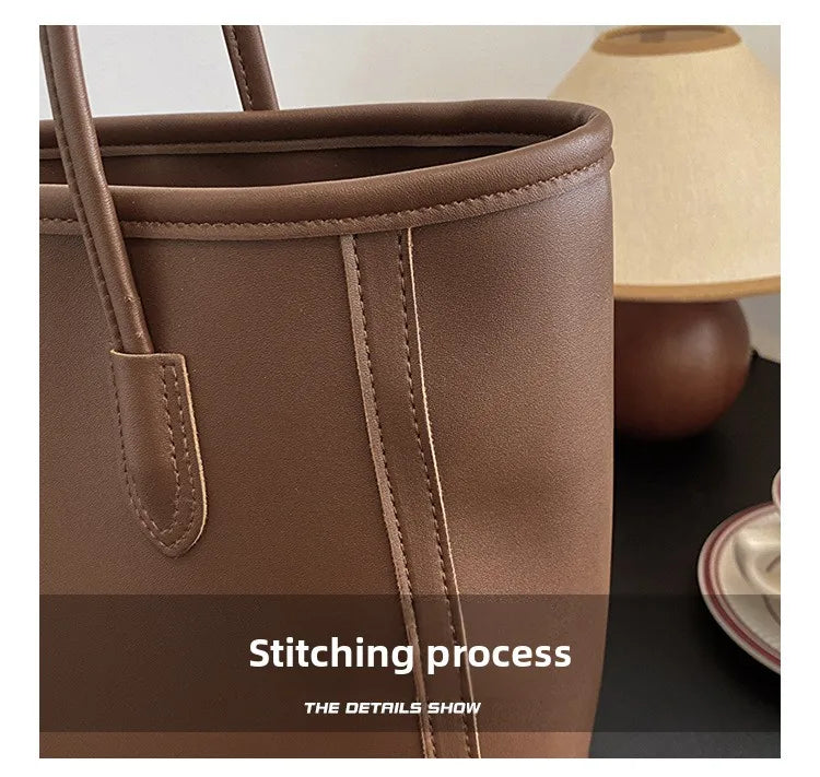 FXZLLQ Korean Style PU Leather Underarm Tote Shoulder Bag – Versatile Casual Handbag for Women Daily Use