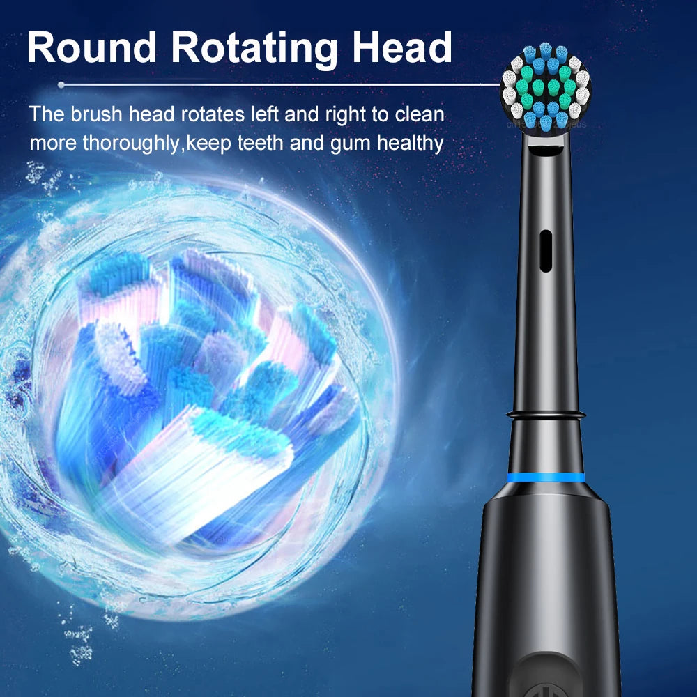 Rotary Rechargeable Electric Toothbrush for Adults – 5 Modes, 30-Day Battery, 8 Brush Heads