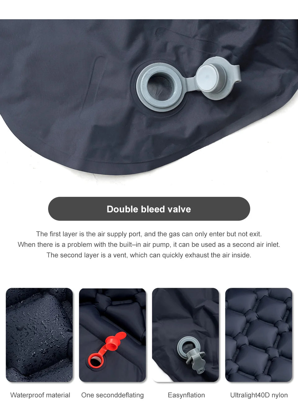 Outdoor Camping Inflatable Mattress with Pillow – Ultralight Air Mat with Built-In Pump for Hiking