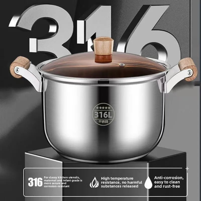 Stainless Steel Soup Pot – Glass Lid & Side Handles