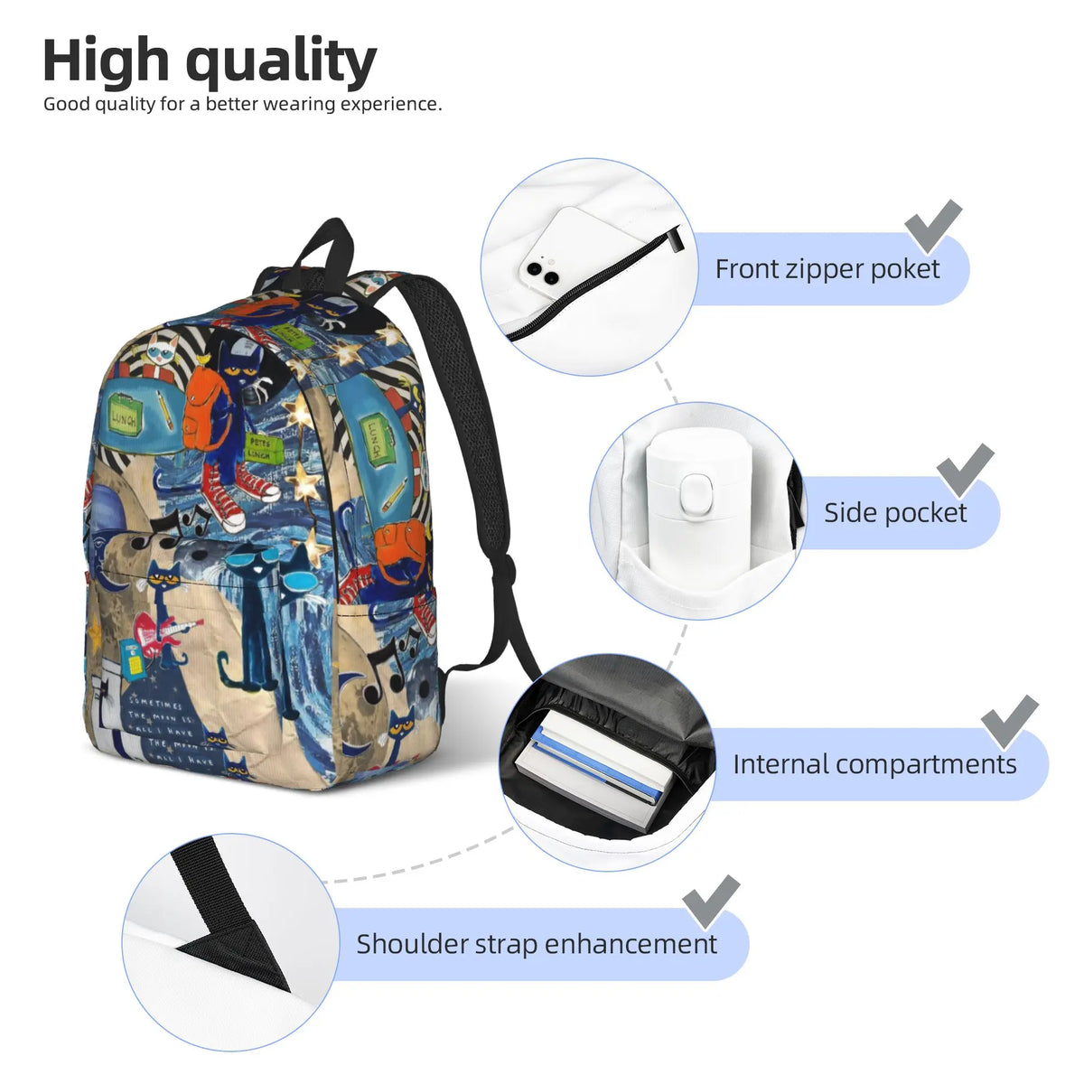 Pete the Cat Canvas Backpack – Everyday School Bag